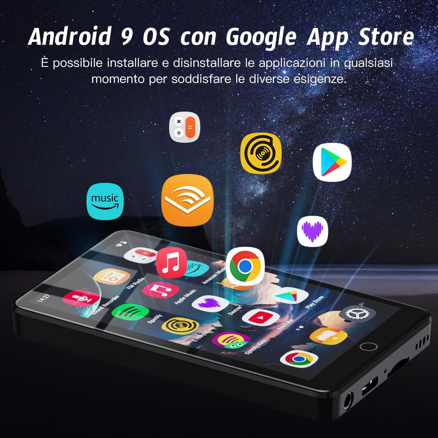 Lettore MP3 144GB con WiFi e Bluetooth, Touch Screen 4.02'' - immagine 3