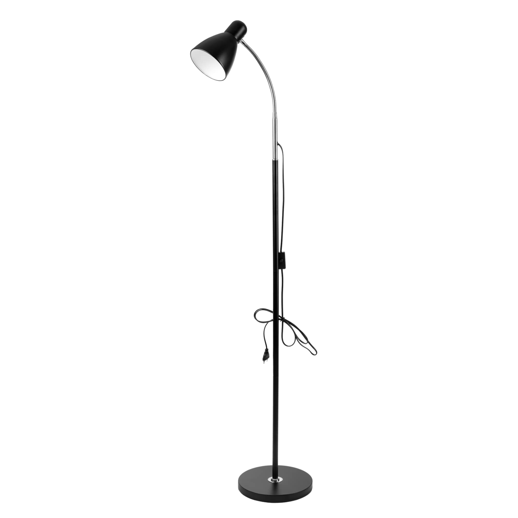 Virone LAR Lampada Da Terra Con Braccio Flessibile 155 cm max 20W E27 (Nero)