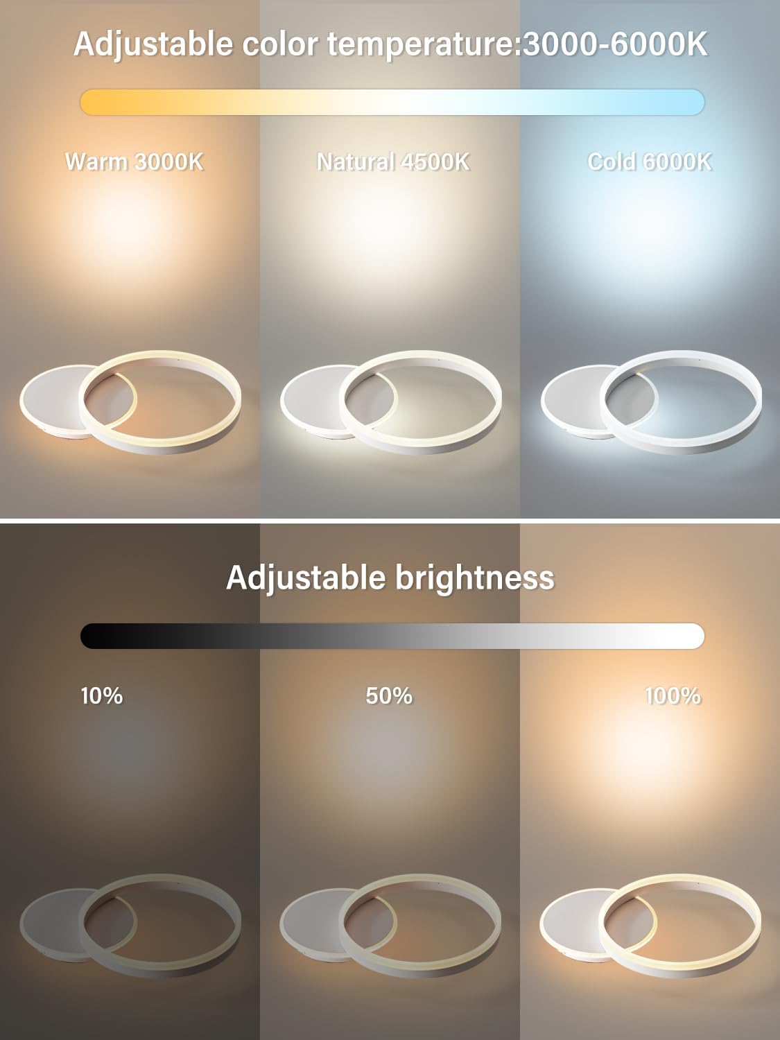 Kaucqi Plafoniera LED Moderna Dimmerabile 36W 3600lm - immagine 2