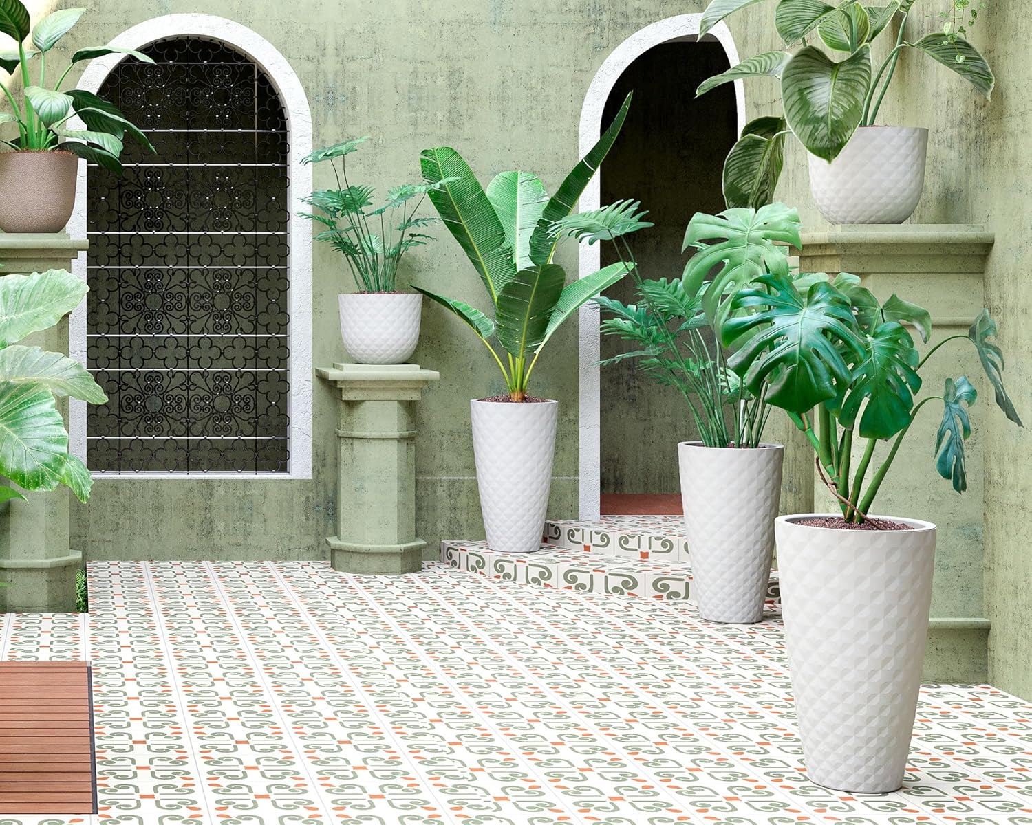 ARTEVASI Vaso Alto Havana Tropical 70 cm Calcare - immagine 3