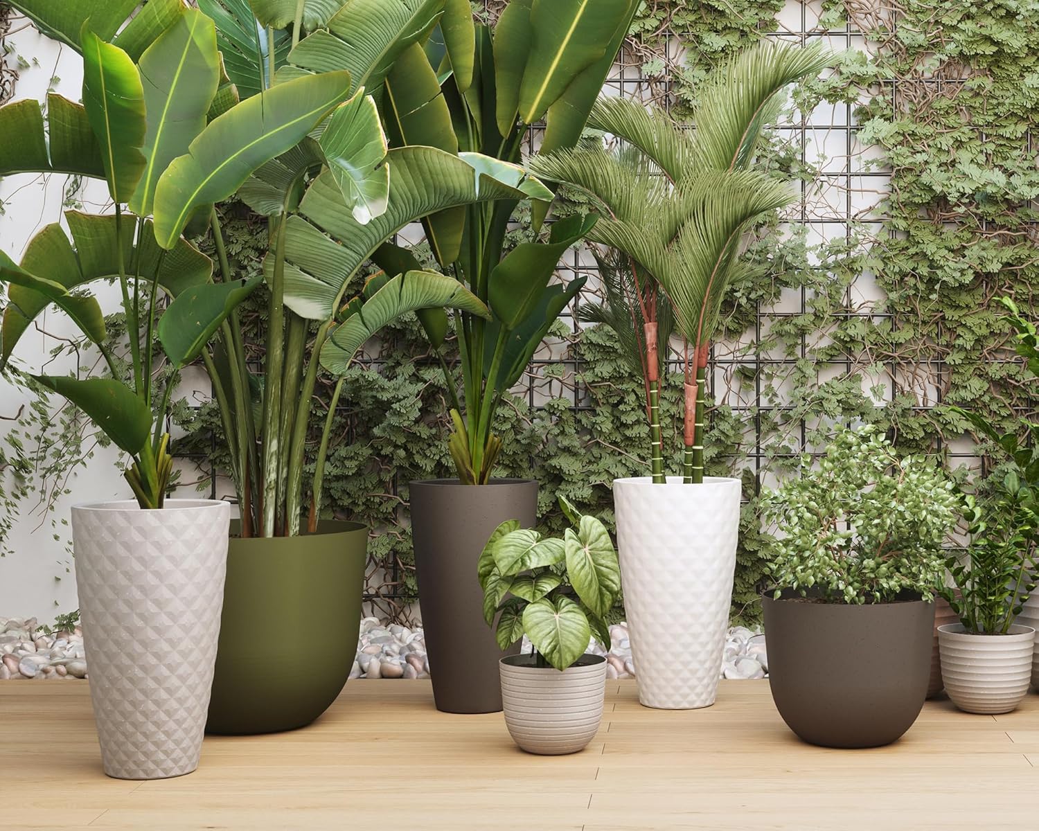 ARTEVASI Vaso Alto Havana Tropical 70 cm Calcare - immagine 4