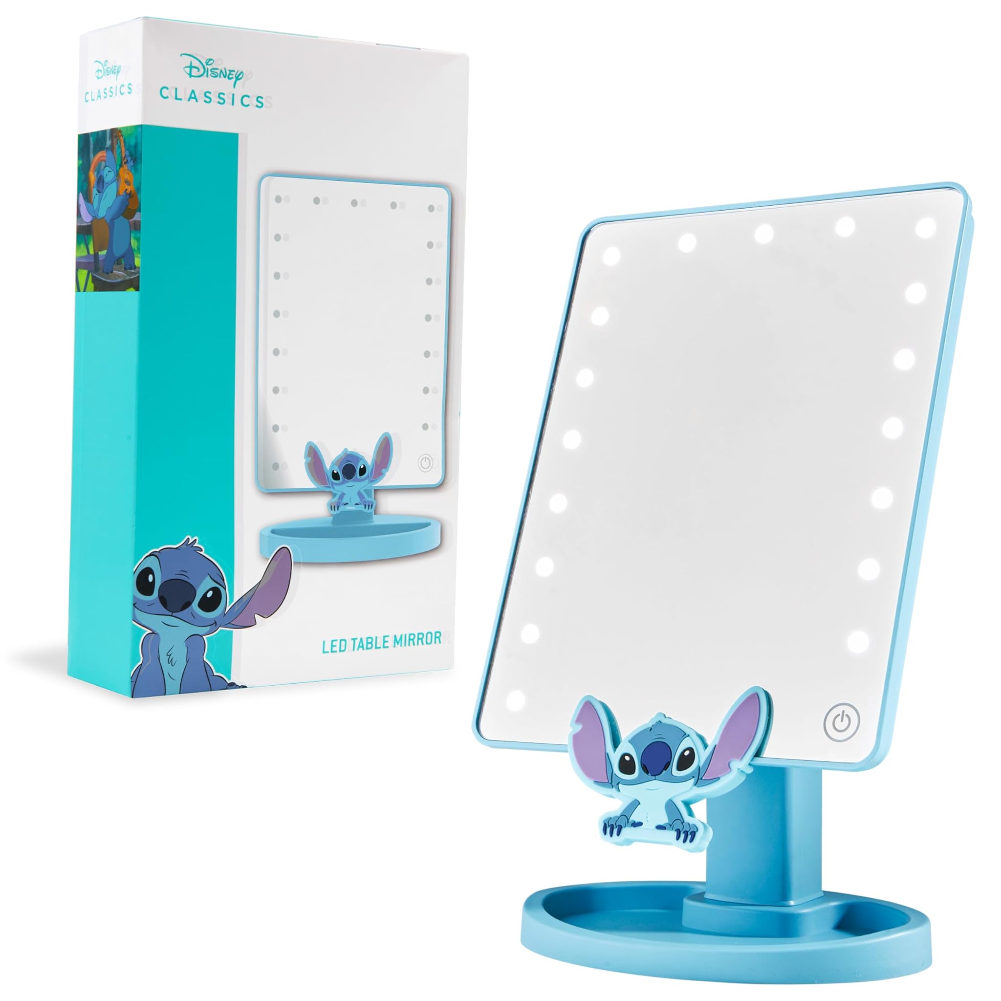 Disney Stitch LED Specchio da Tavolo con Vassoio, Blu