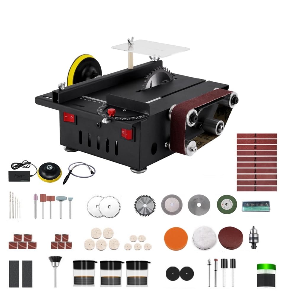 Mini Sega da Tavolo e Levigatrice a Nastro 2 in 1, 200W