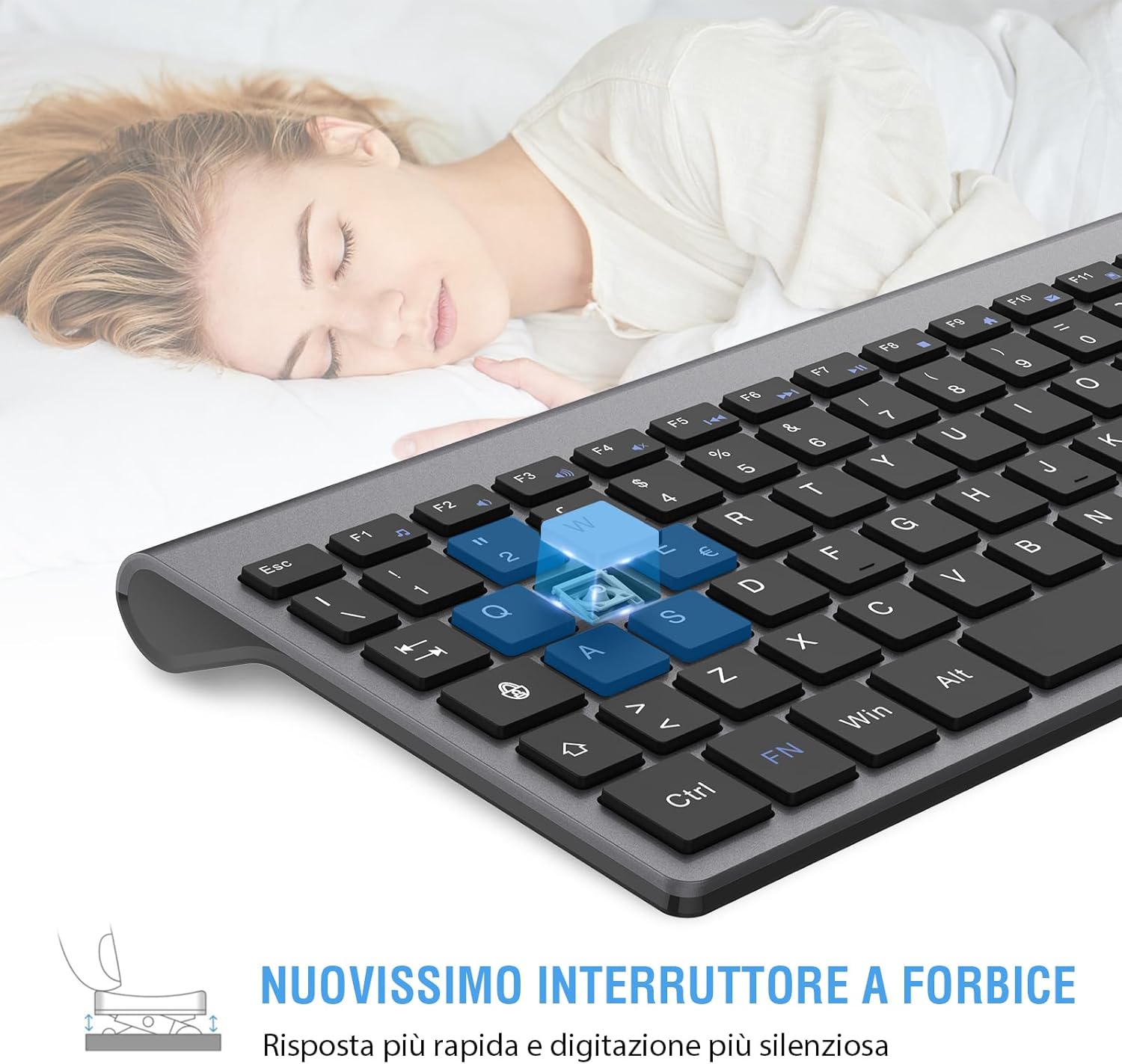 Cimetech Tastiera e Mouse Wireless Layout Italiano, Grigio - immagine 6