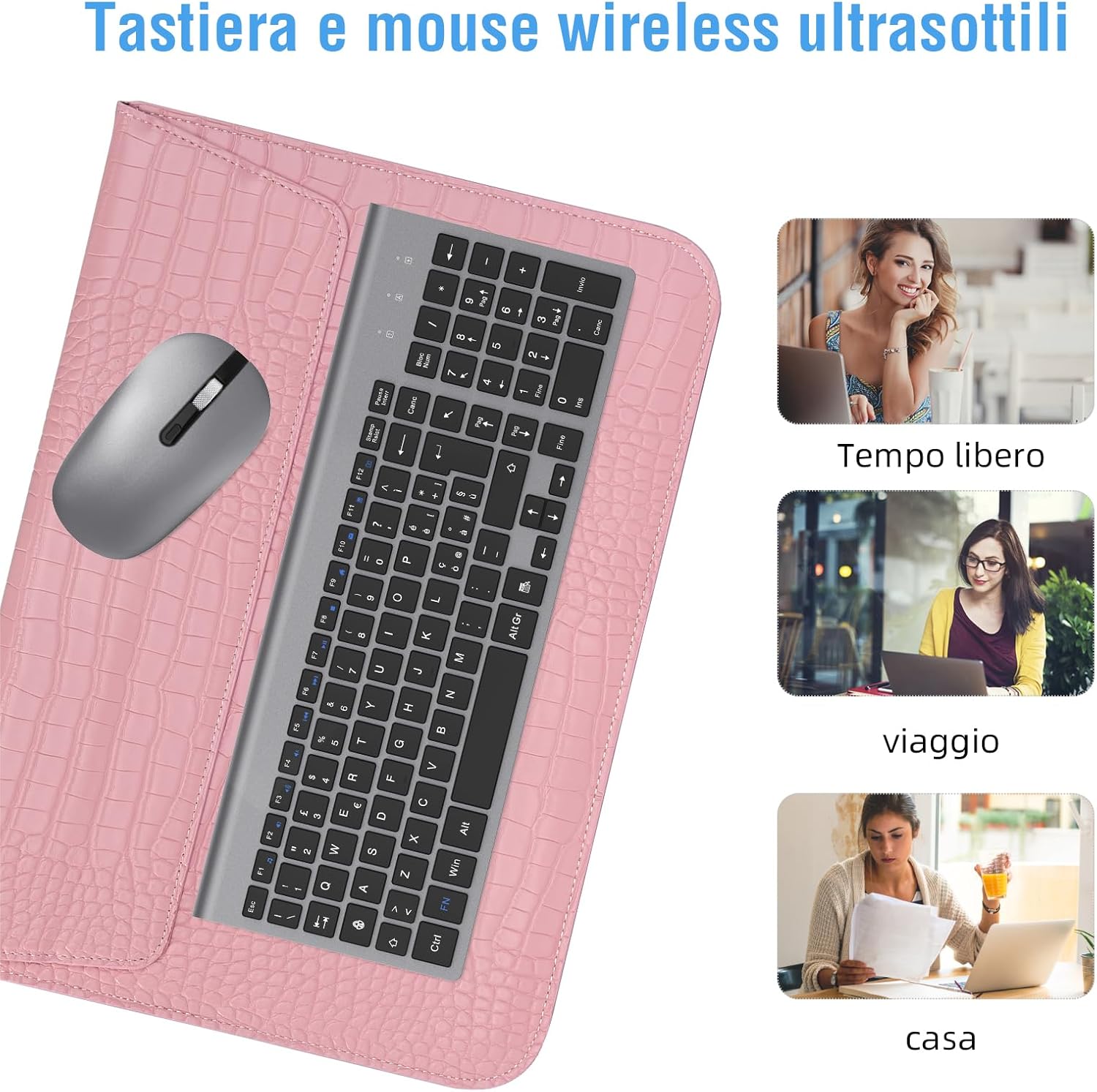Cimetech Tastiera e Mouse Wireless Layout Italiano, Grigio - immagine 7