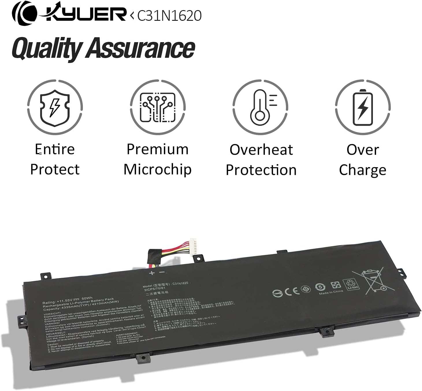 K Kyuer Batteria 50Wh C31N1620 per Asus Zenbook - immagine 6