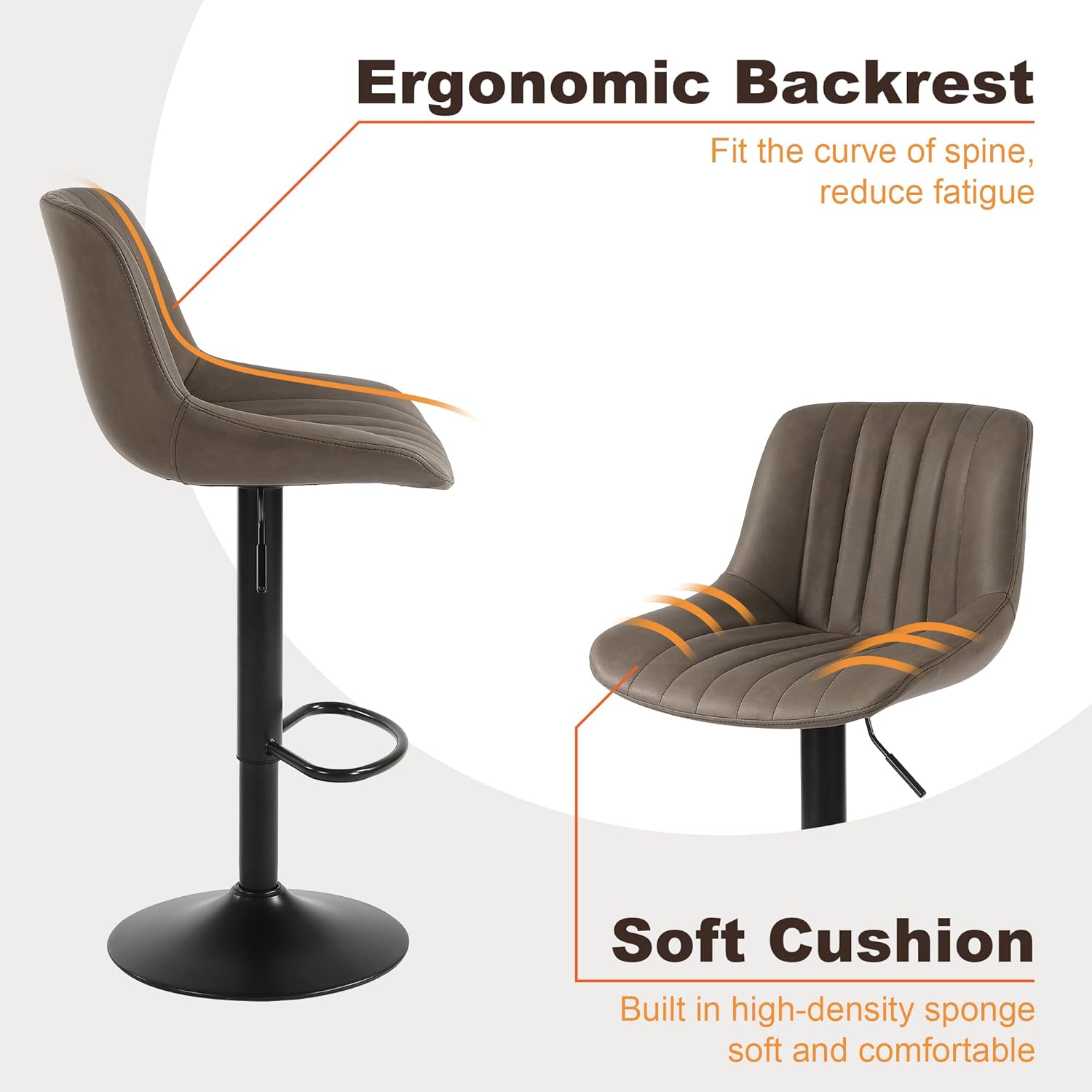 Youhauchair Sgabelli Cucina Set di 2, Marrone - immagine 4