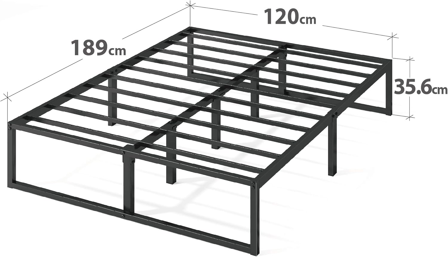 Zinus Lorelai Letto 120x190 cm con Contenitore, Nero - immagine 2