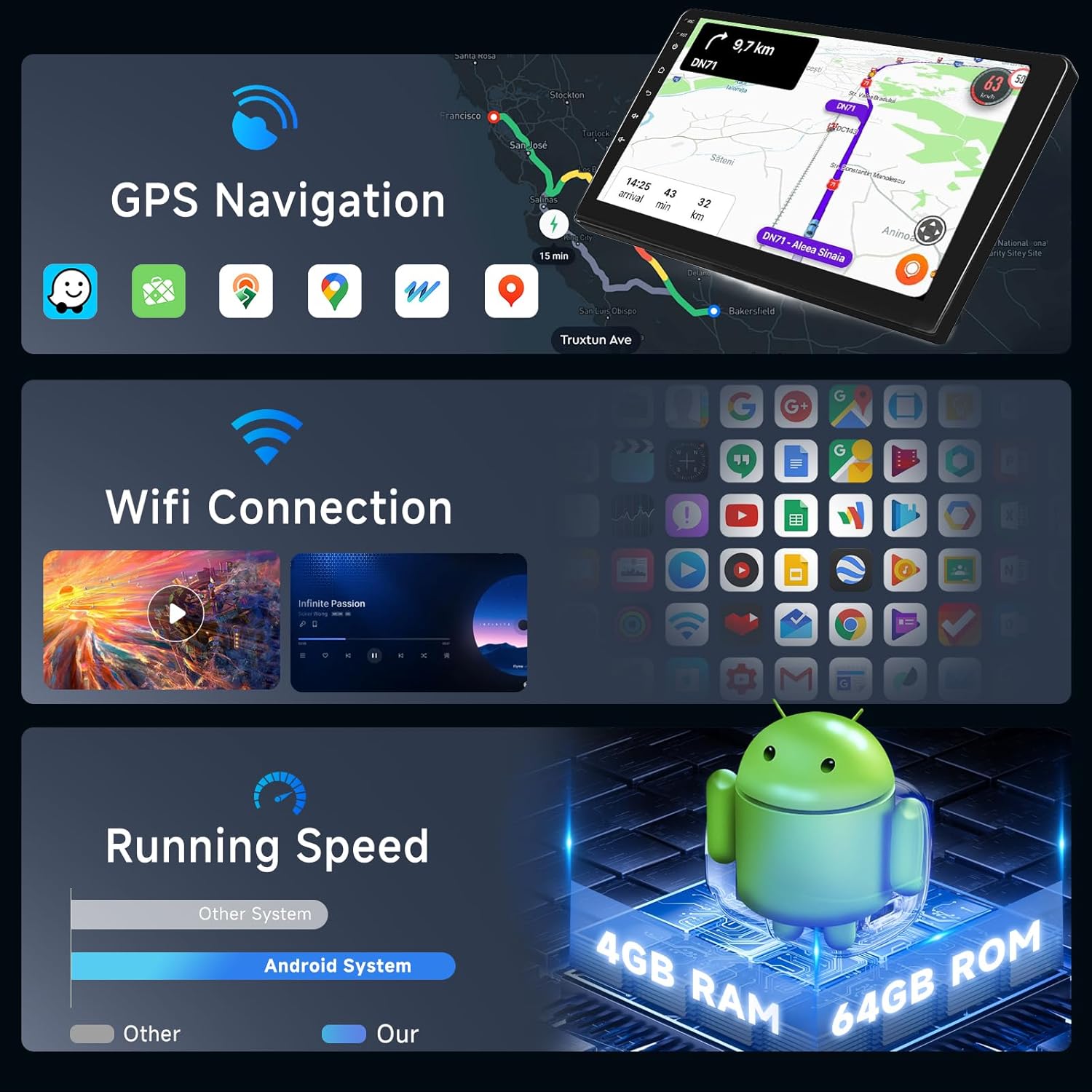 Hodozzy Android Autoradio 9" per Audi A3 S3 RS3 8P 8V (2003-2013) - immagine 3