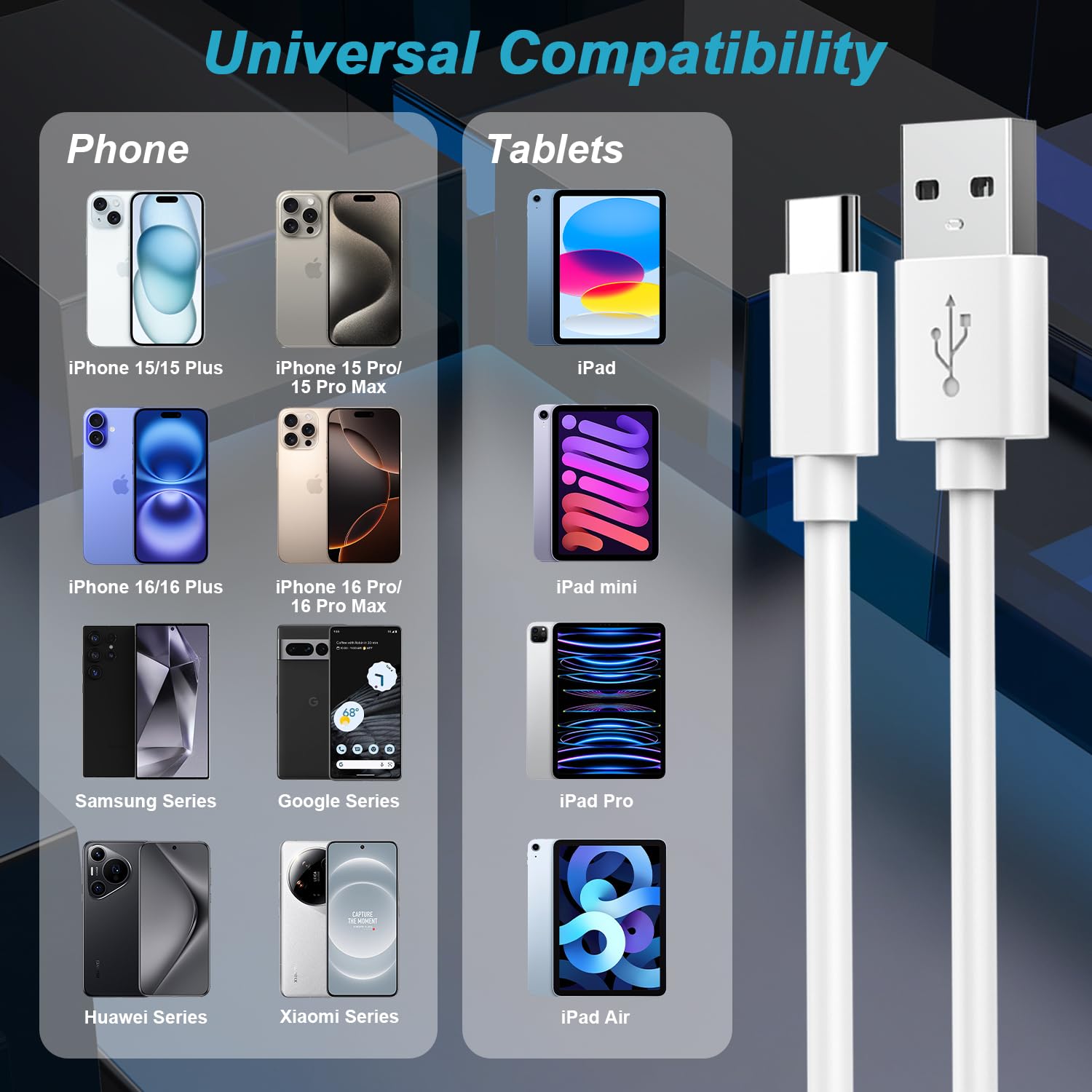 Cavo Carplay USB C 1M+2M per iPhone 16 15 Auto - immagine 6