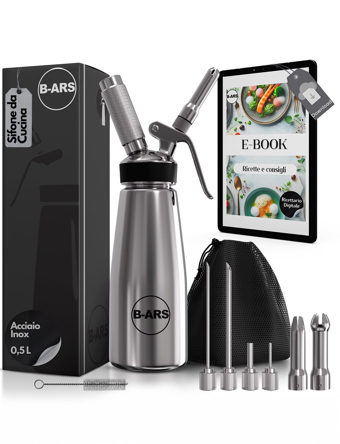 B-ARS Sifone Cucina Professionale Acciaio Inox 500ML