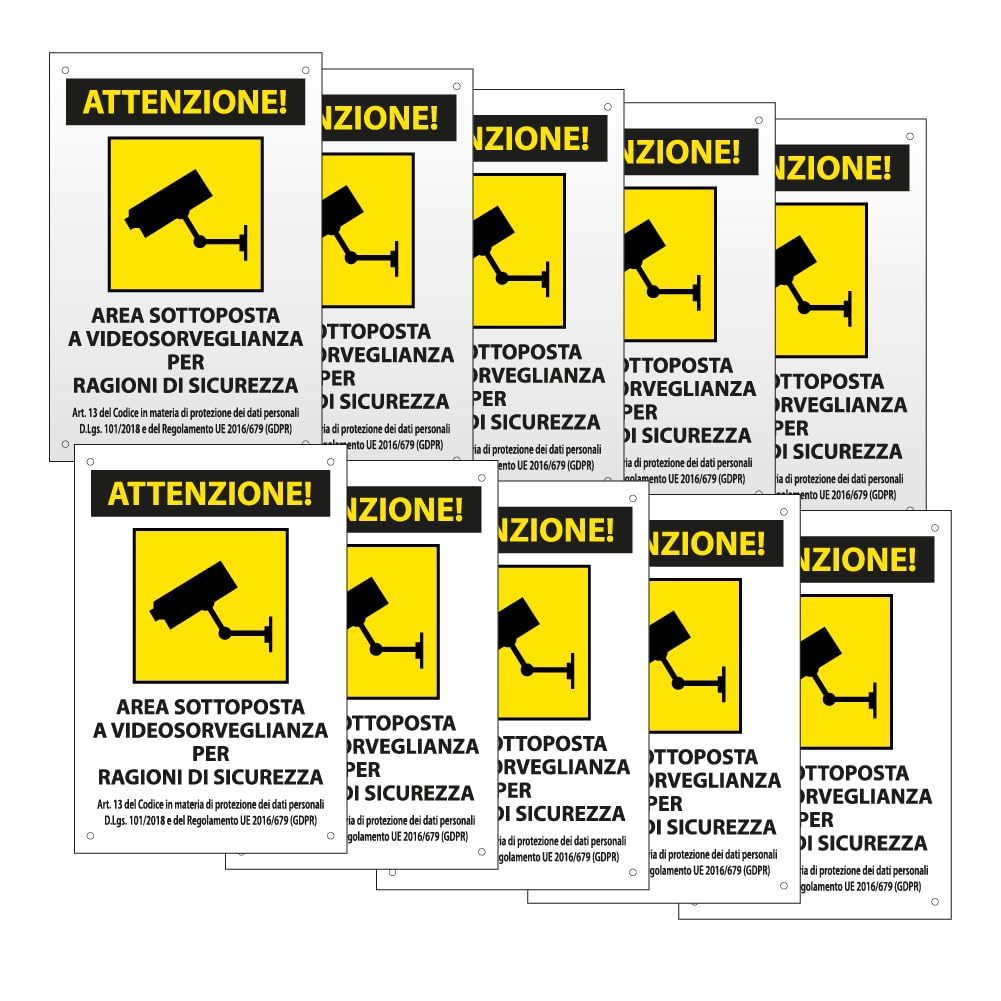 Space - 10 Cartelli Area Videosorvegliata 20x30cm