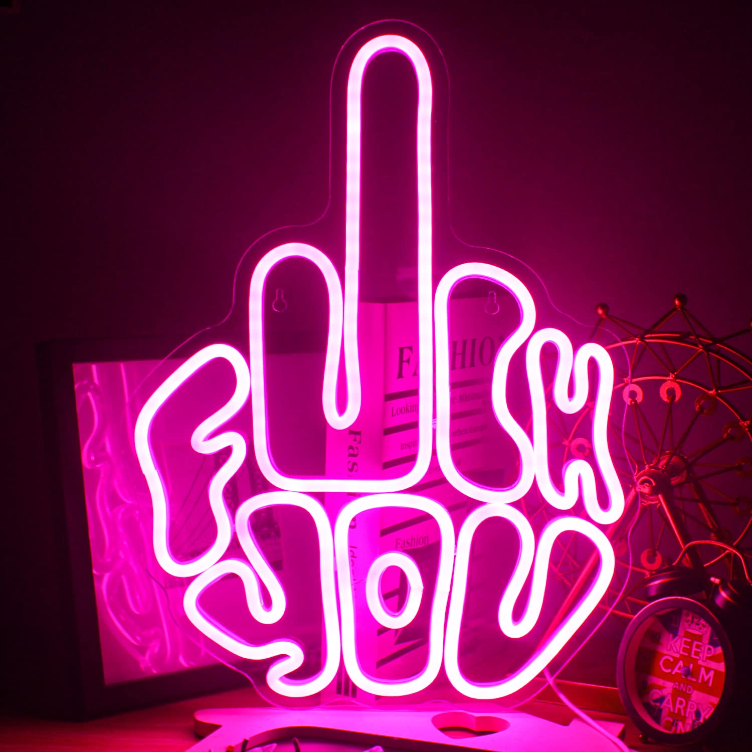 Fuck You Gesto - Insegna al Neon LED Rosa USB
