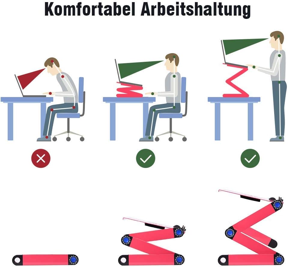 Greensen Supporto Pieghevole Laptop Alluminio, Rosso - immagine 4