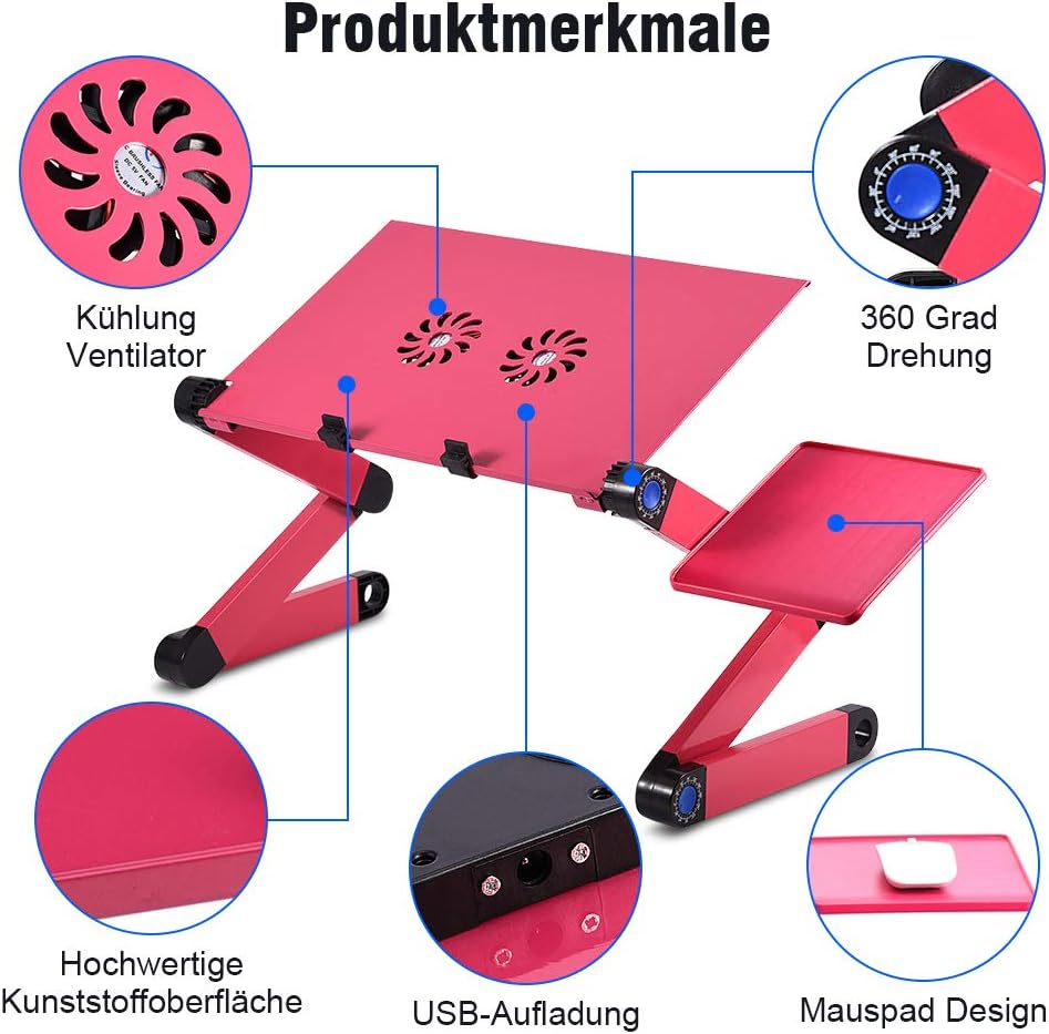 Greensen Supporto Pieghevole Laptop Alluminio, Rosso - immagine 5