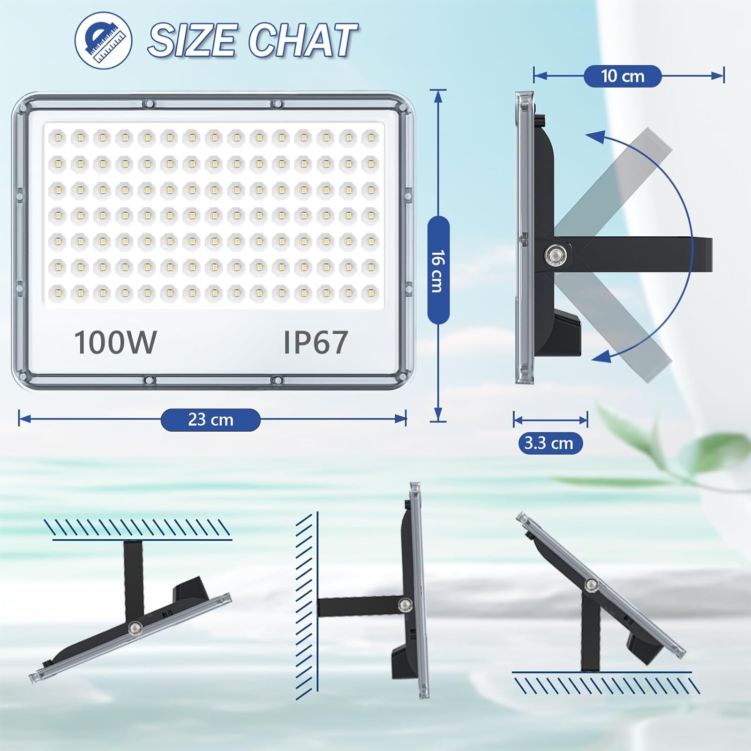 Tasinuo Faretto LED da Esterno 100W, 2 Pezzi - immagine 5