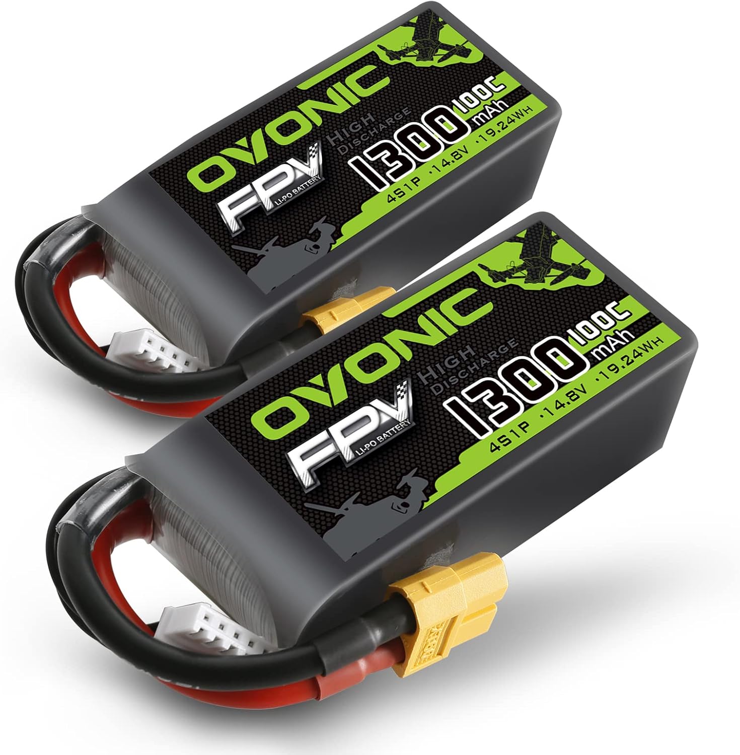 Ovonic Batteria Lipo 4s 14.8V 1300mAh 100C (2 pz) - immagine 1