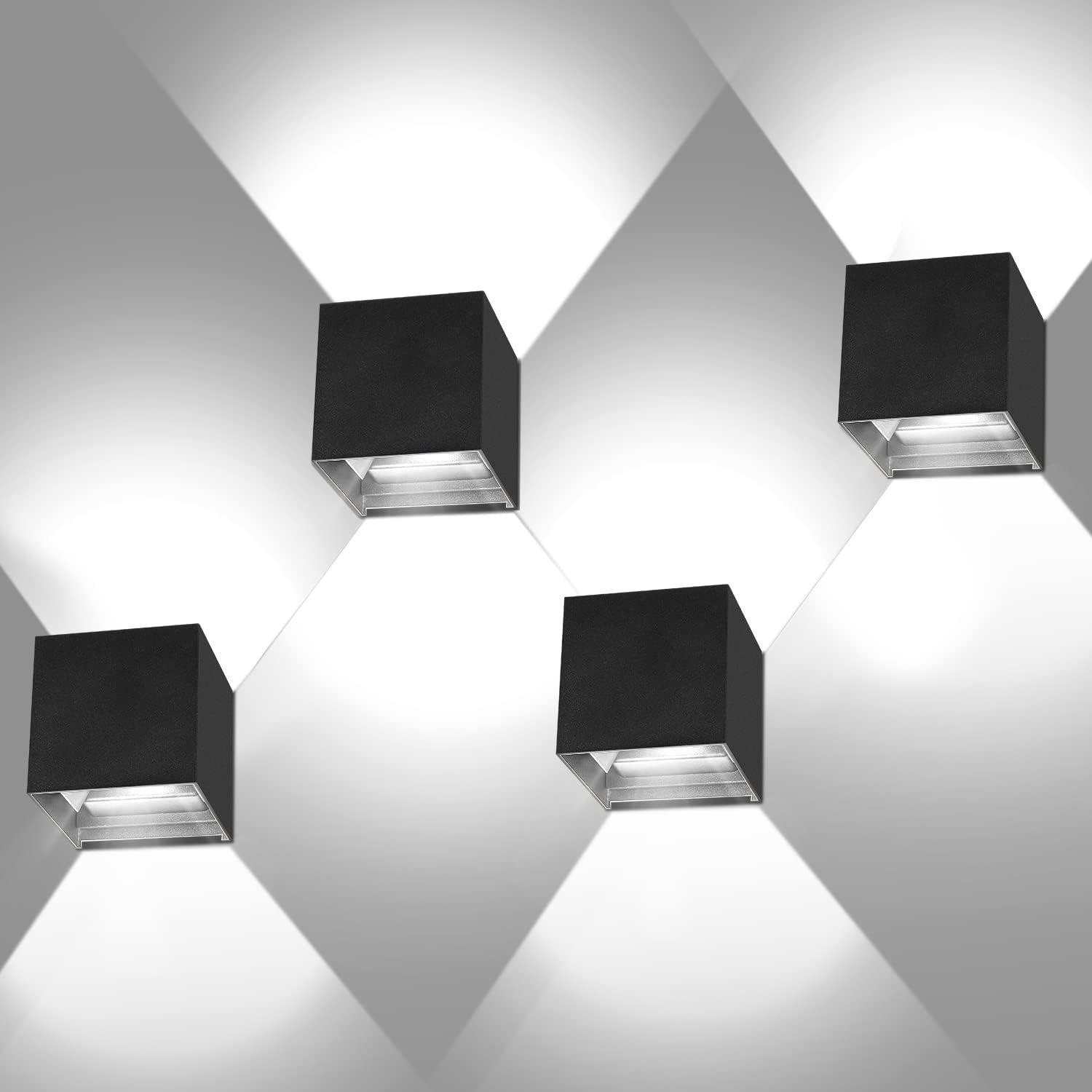 Ledmo - Applique da Parete LED 12W 4 Pezzi, Nera - immagine 1