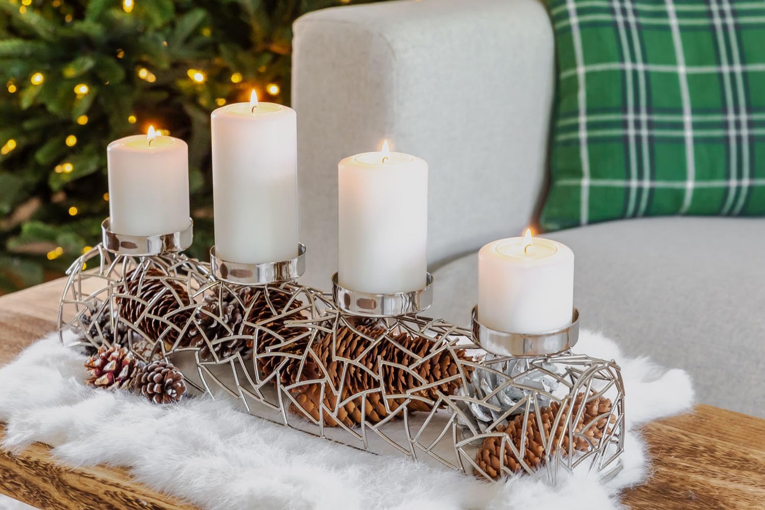 Edzard Set 4 Portacandele Cornelius Pine Ø 6cm - immagine 3