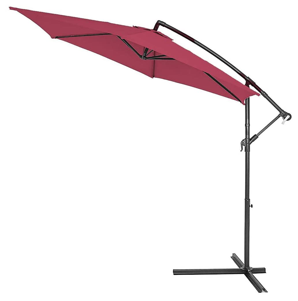 Bakaji Ombrellone da Giardino Decentrato 3x3 Mt, Rosso