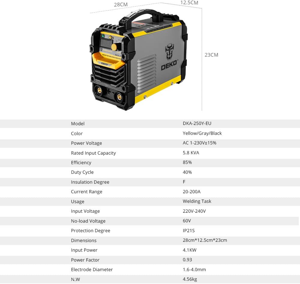 DEKO Saldatrice Inverter Elettrodo MMA 220V 250A - immagine 6