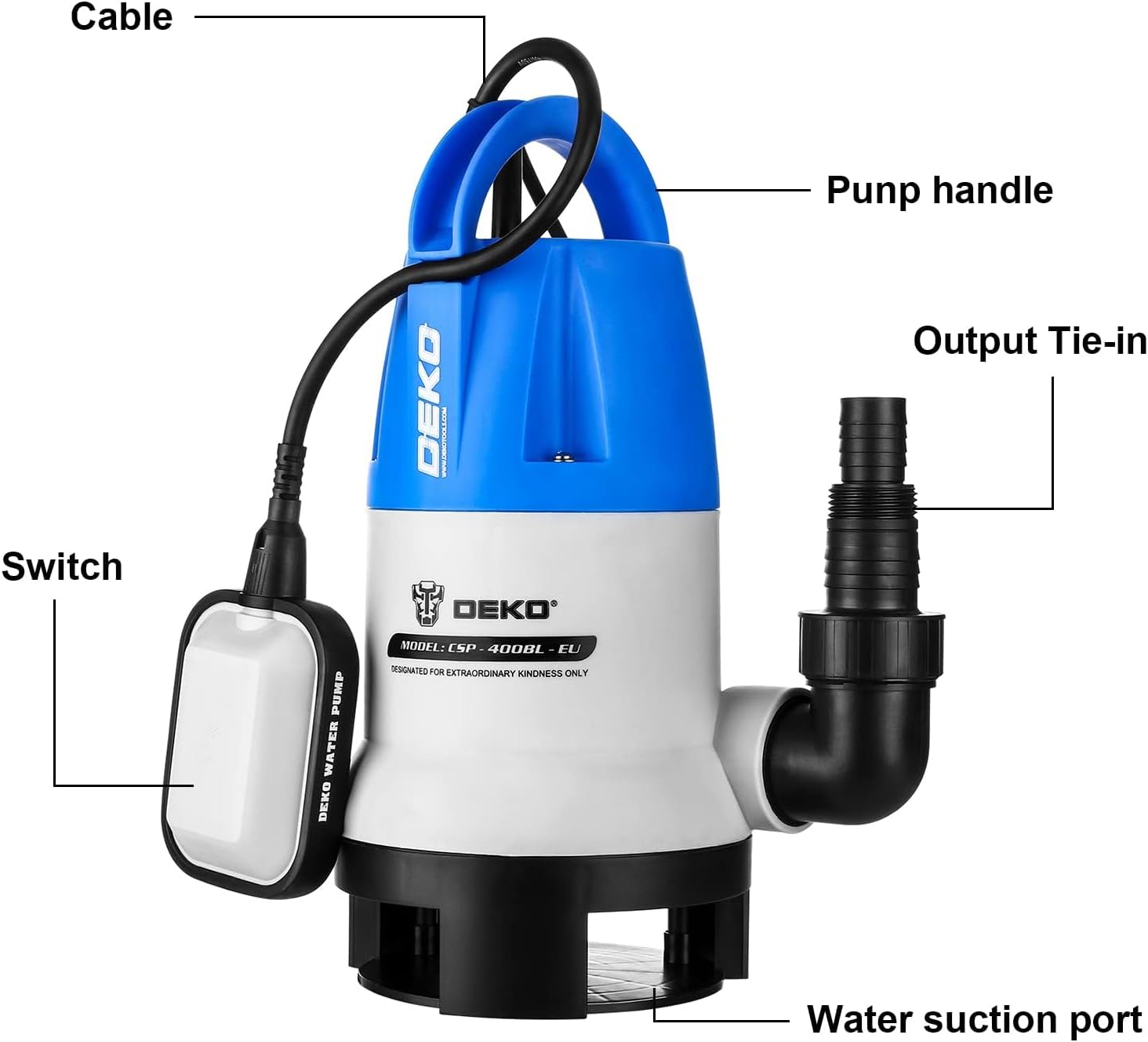 Deko Pompa Sommergibile Portatile 400W 8000L/H - immagine 6