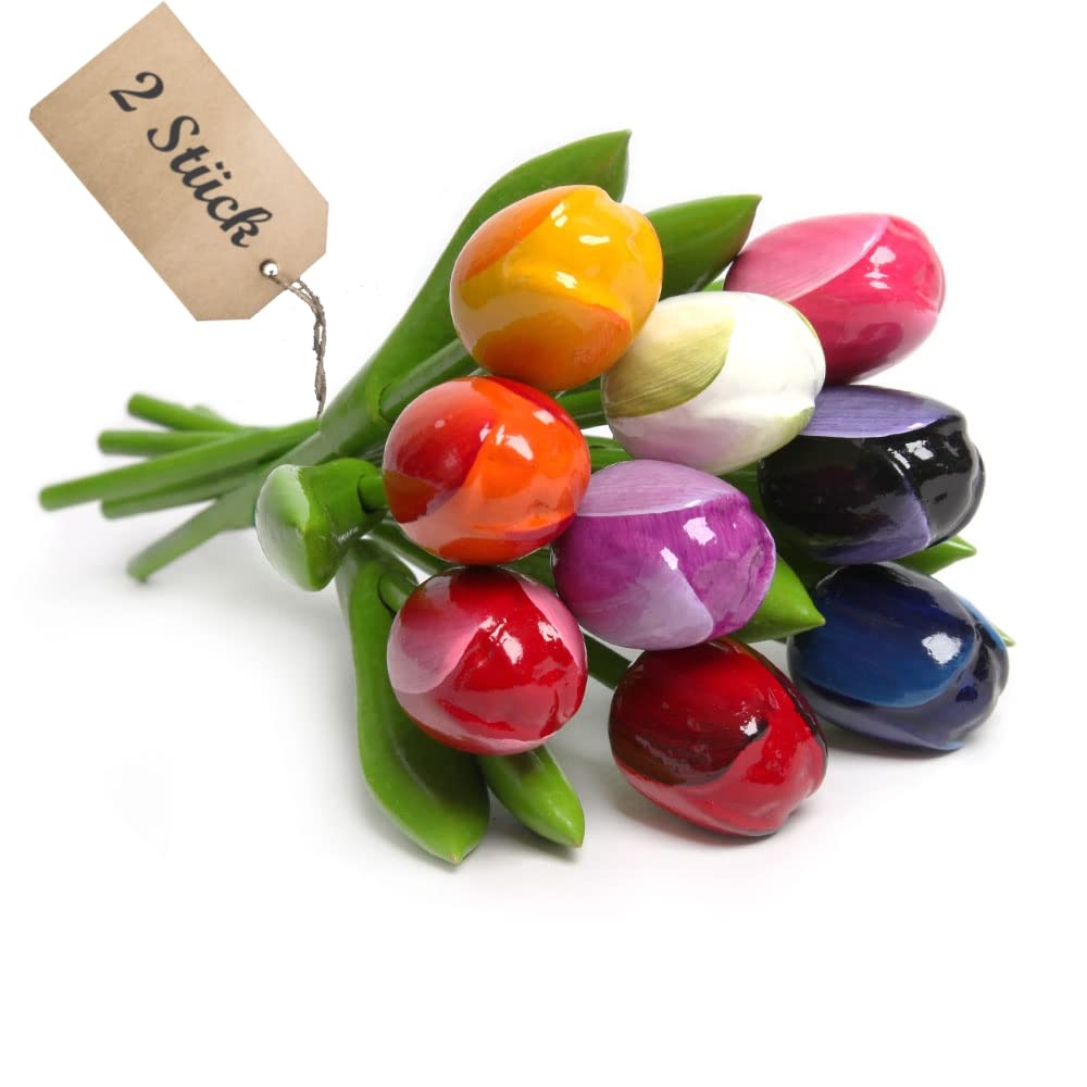 Momomoments 2 Mazzi di Tulipani in Legno 21 cm