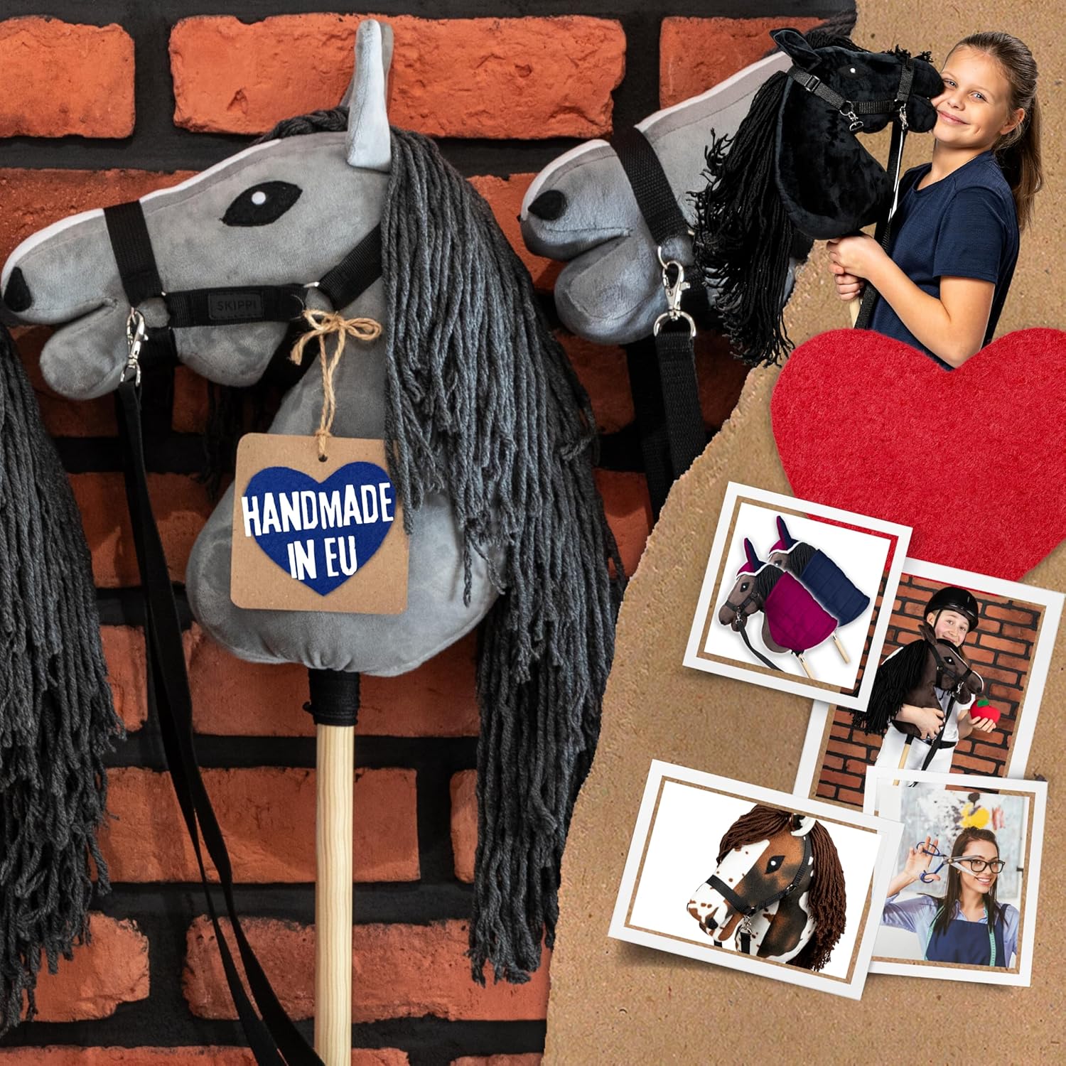 SKIPPI Set Hobby Horse Grigio con Cavezza Azzurra - immagine 7