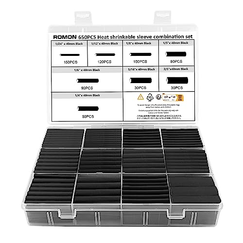 Romon 650 Pezzi Guaina Termorestringente Nera