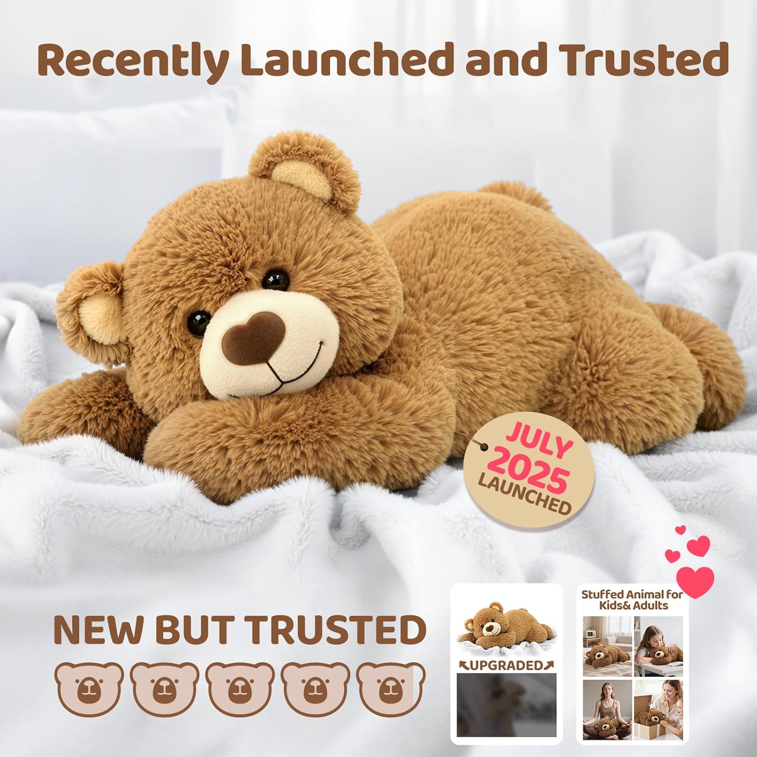 Mewaii Peluche Orso Marrone Riscaldabile e Ponderato 23" - immagine 2