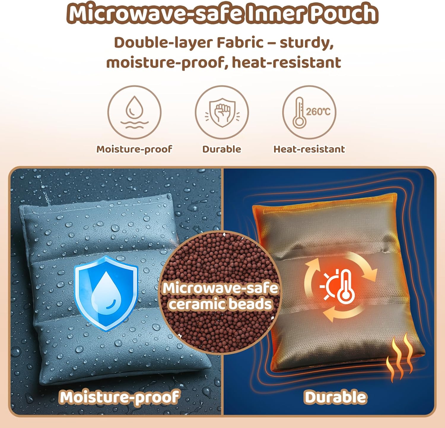 Mewaii Peluche Orso Marrone Riscaldabile e Ponderato 23" - immagine 6