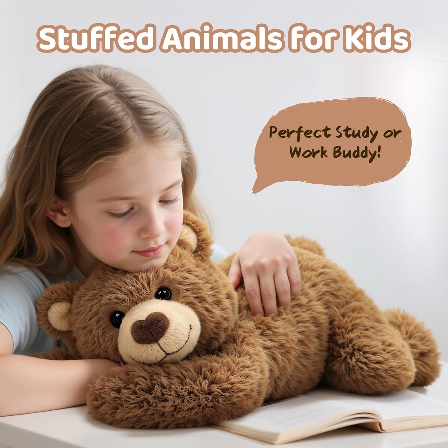 Mewaii Peluche Orso Marrone Riscaldabile e Ponderato 23" - immagine 8