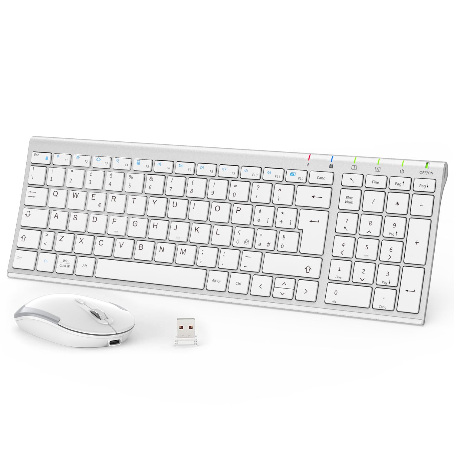 Iclever Tastiera e Mouse Wireless 2.4G Ricaricabile