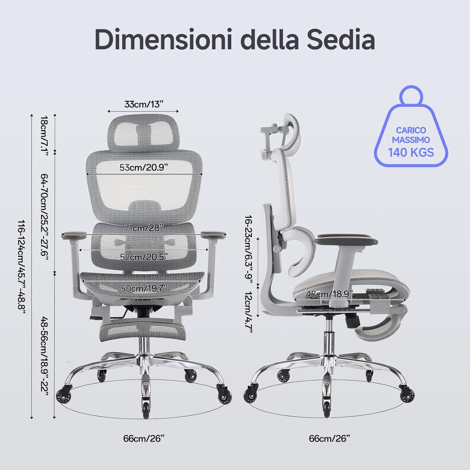 Larkleaves Sedia Ufficio Ergonomica con Schienale Regolabile - immagine 3