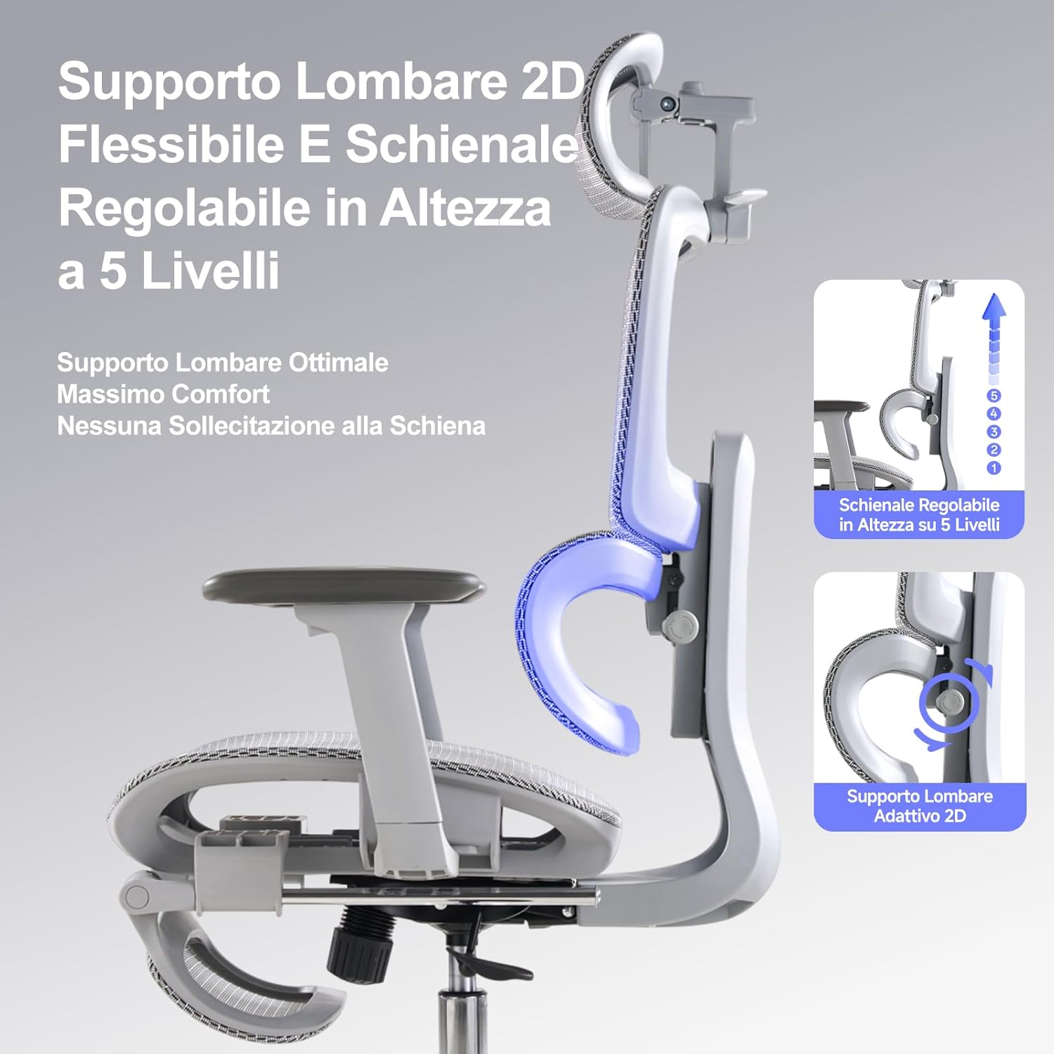 Larkleaves Sedia Ufficio Ergonomica con Schienale Regolabile - immagine 6