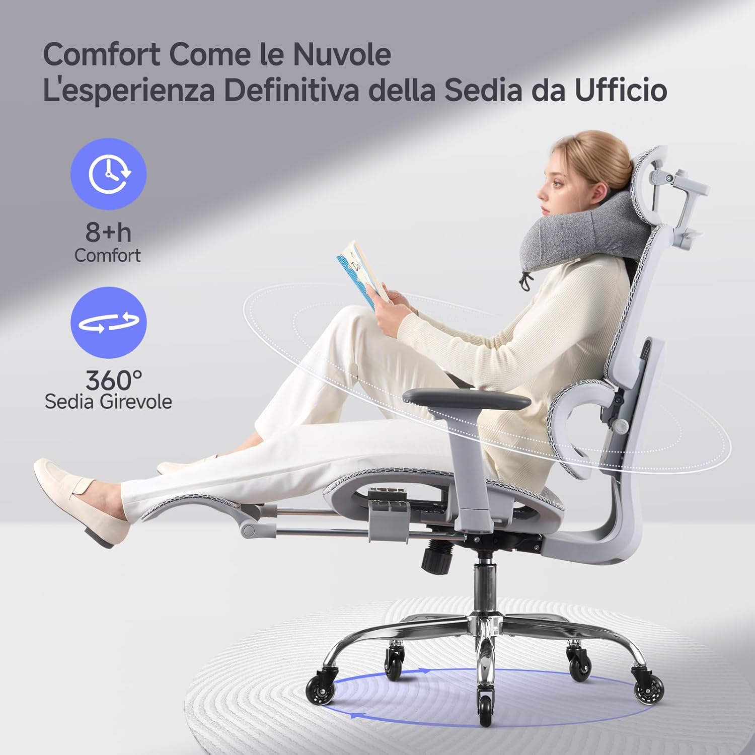 Larkleaves Sedia Ufficio Ergonomica con Schienale Regolabile - immagine 7