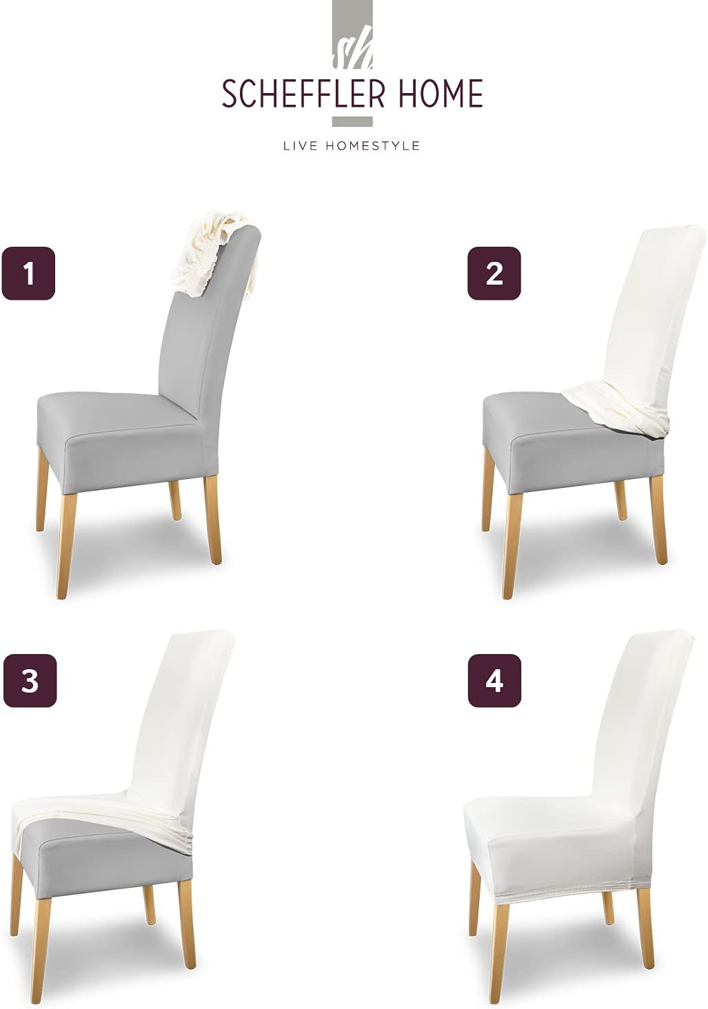 SCHEFFLER-HOME Coprisedie Leon Set 6, Grigio - immagine 6