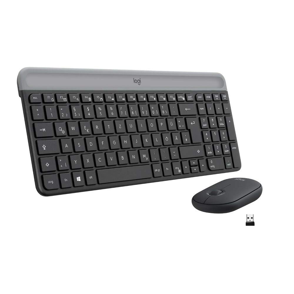 Logitech MK470 Kit Mouse e Tastiera, Layout Tedesco Qwertz, Nero