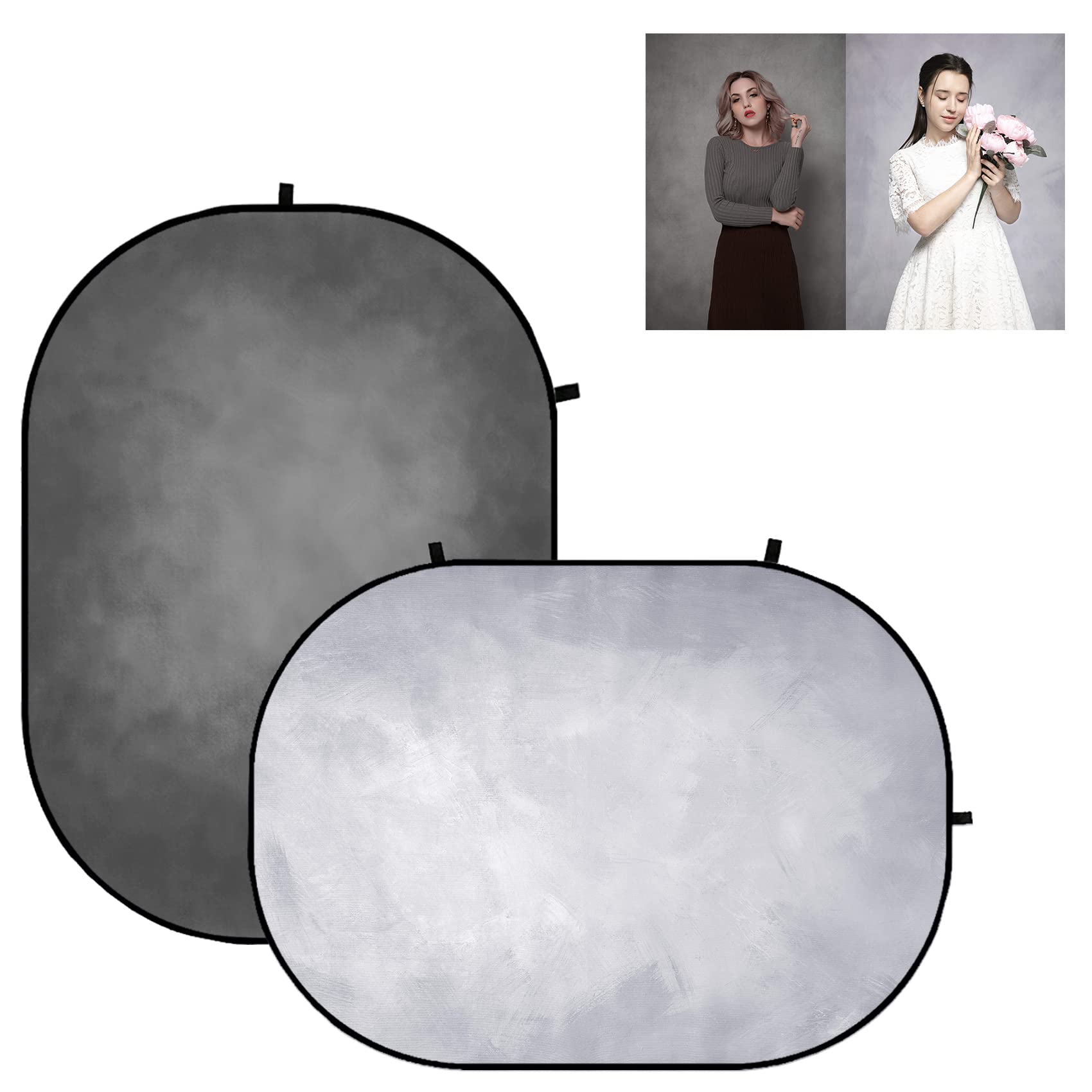 Kate Sfondo Pieghevole 1.5x2m Grigio Chiaro/Scuro