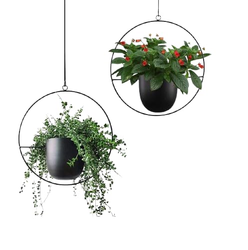 Funtabee Set 2 Fioriere da Parete in Metallo Nero