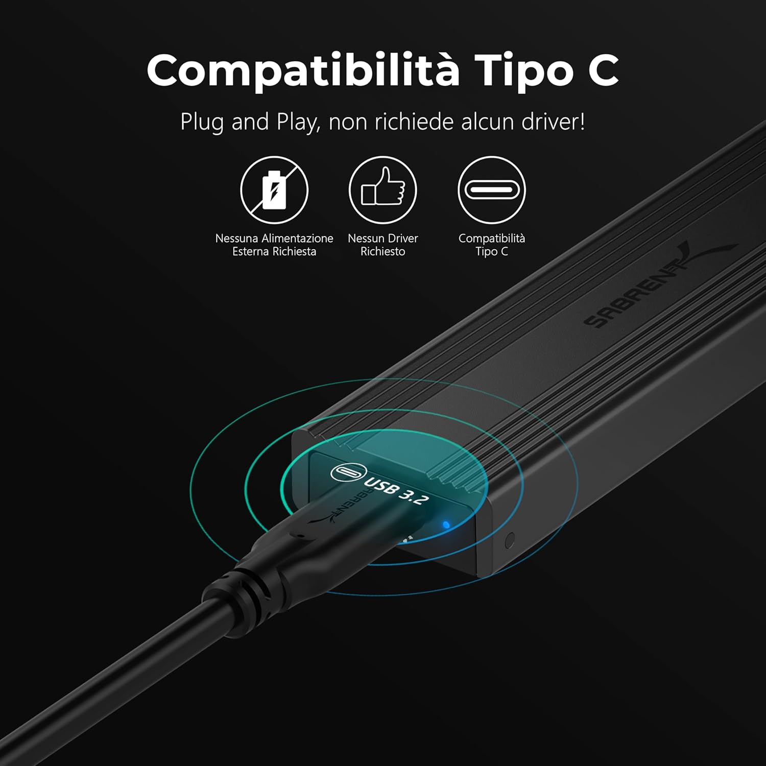 Sabrent Case SSD M.2 NVMe USB 3.2 Gen 2 Type C - immagine 4