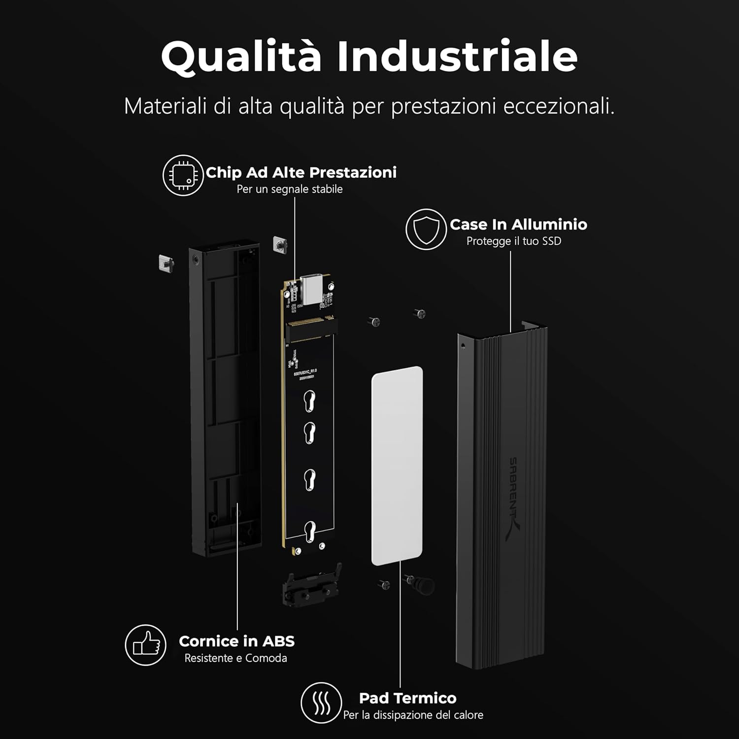 Sabrent Case SSD M.2 NVMe USB 3.2 Gen 2 Type C - immagine 7