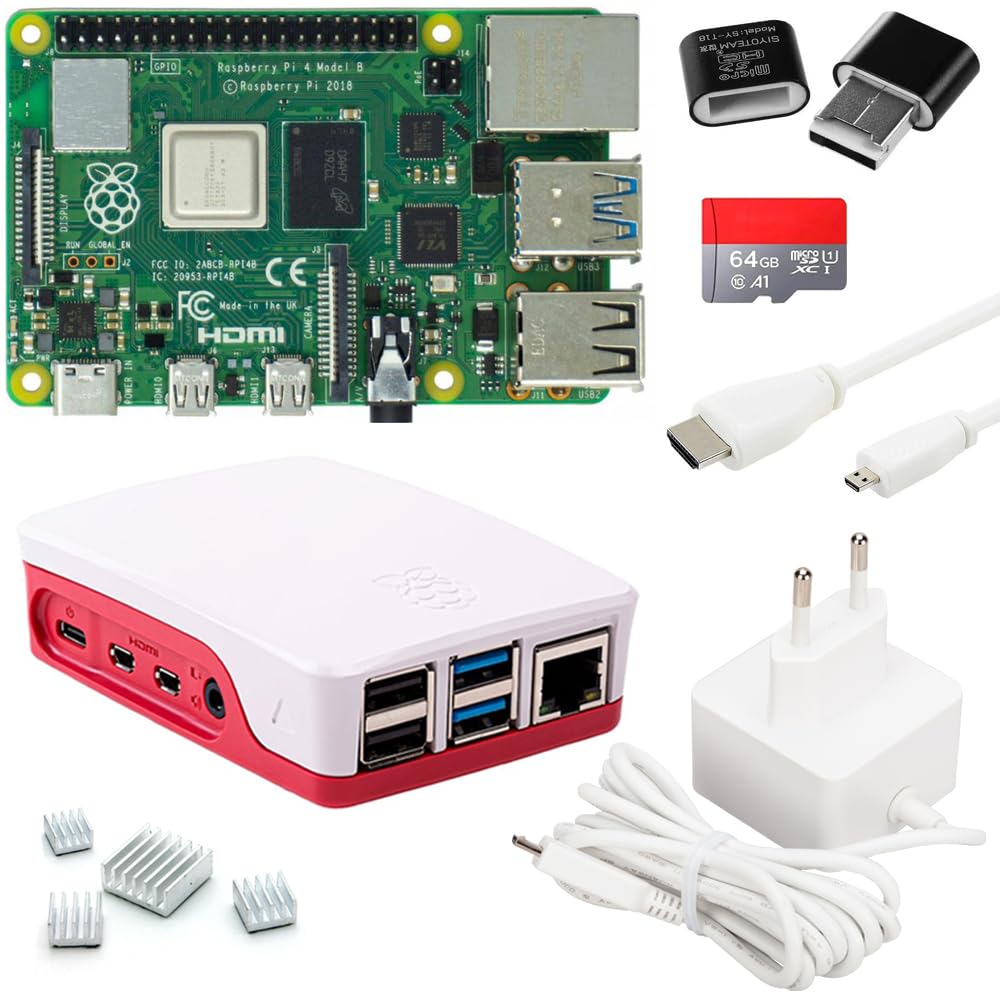 Raspberry Pi 4 8GB - Kit con SD 64GB e Alimentatore USB-C | Shk | Velz