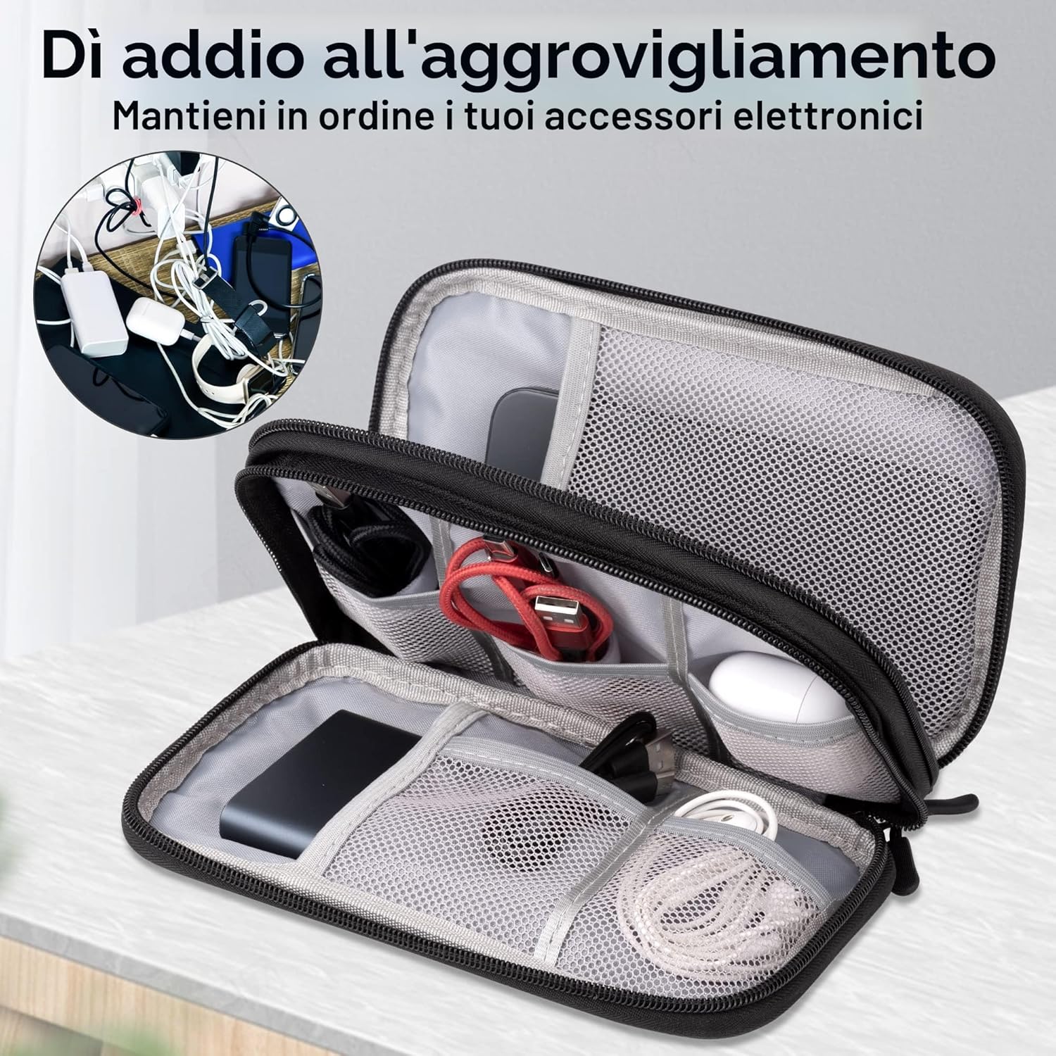 Arae Organizer Valigia per Accessori da Viaggio, M, Nero - immagine 5