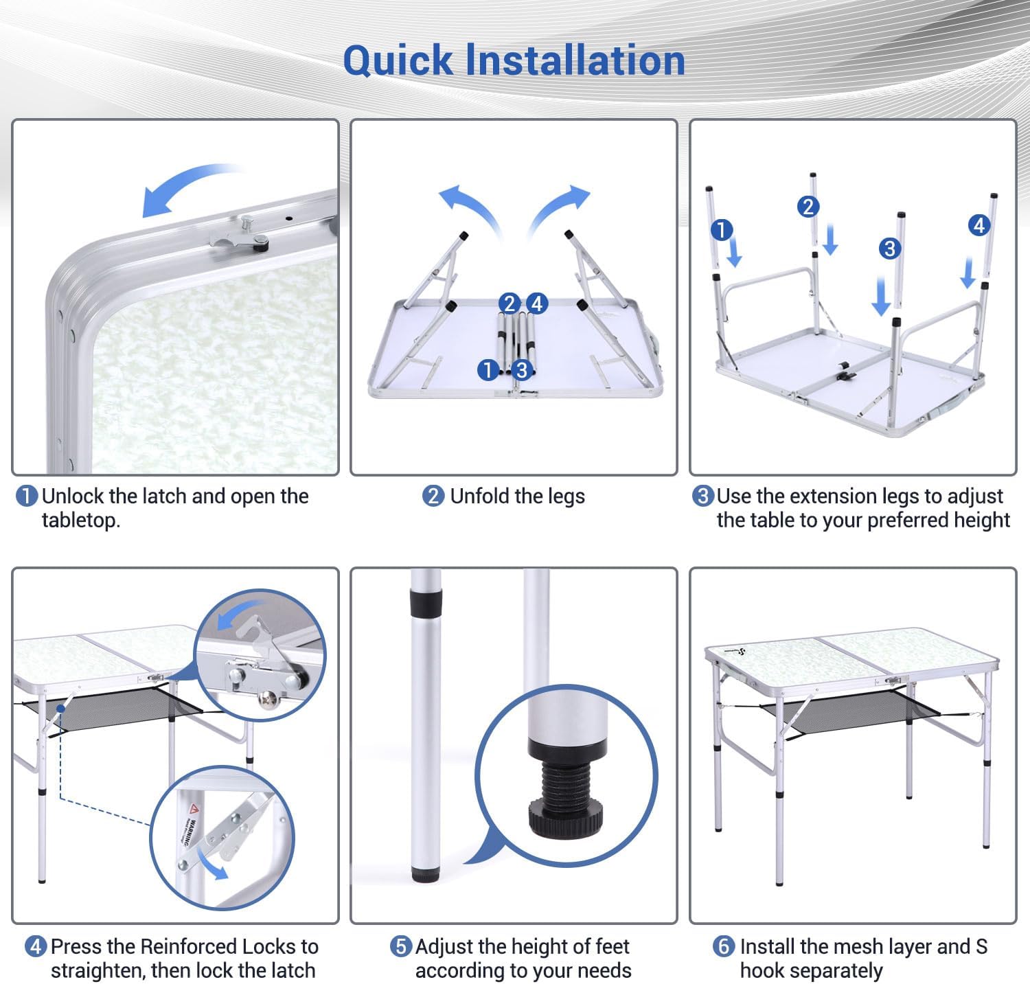 Sportneer 01, Alluminio, Bianco, 9060cm(2 Höhe) - immagine 6