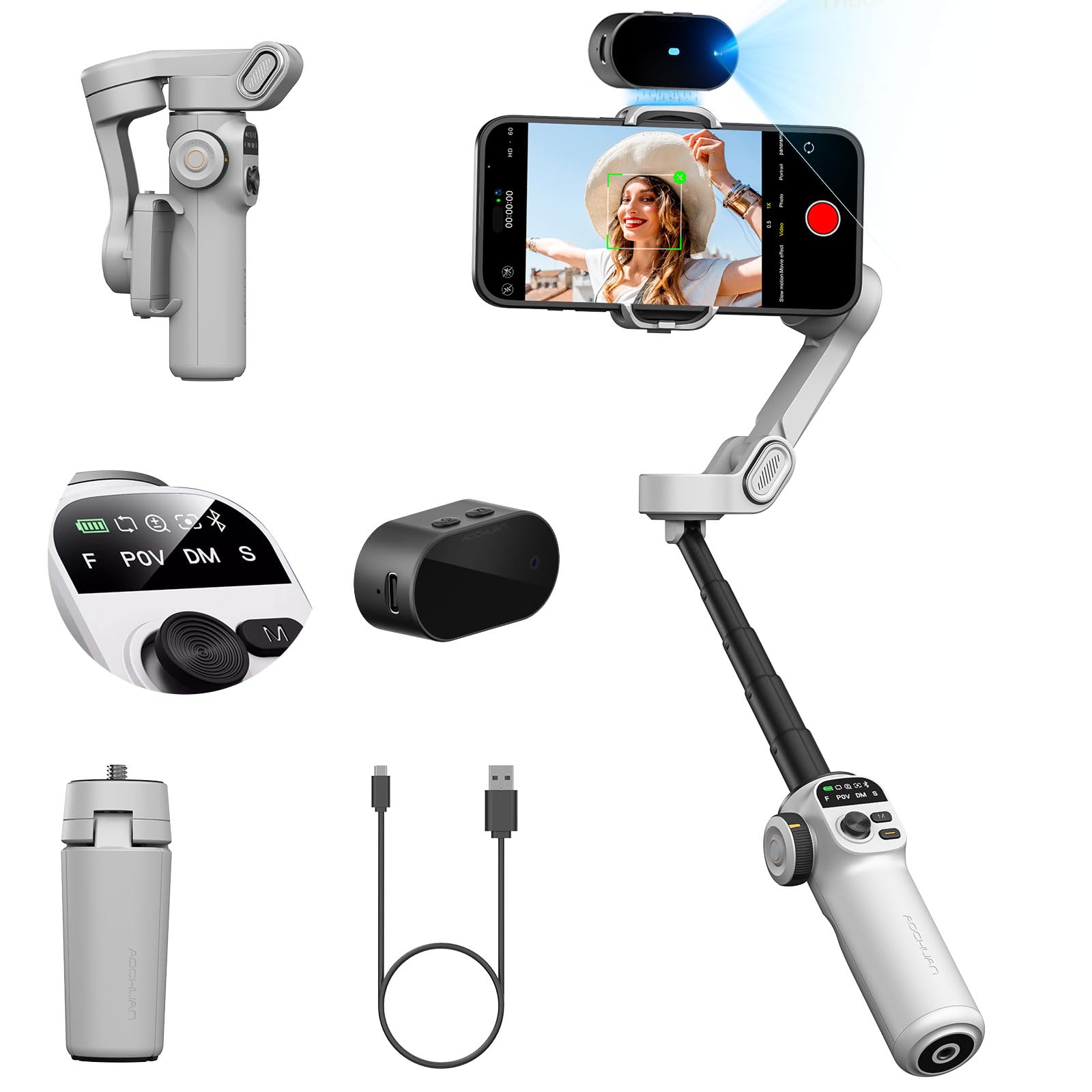 Aochuan Smart X2AI - Stabilizzatore Gimbal Smartphone Bianco