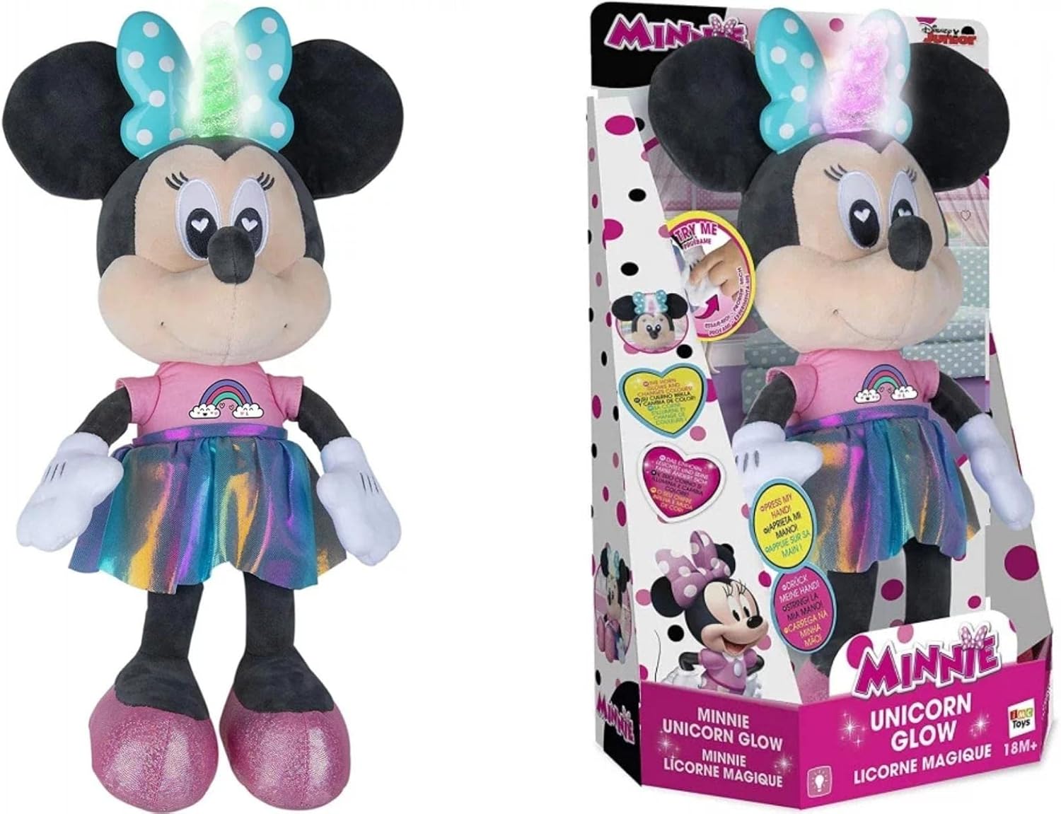 Minnie IMC Toys Peluche 40 cm Unicorno Magico 186057-Disney, 186057 - immagine 4