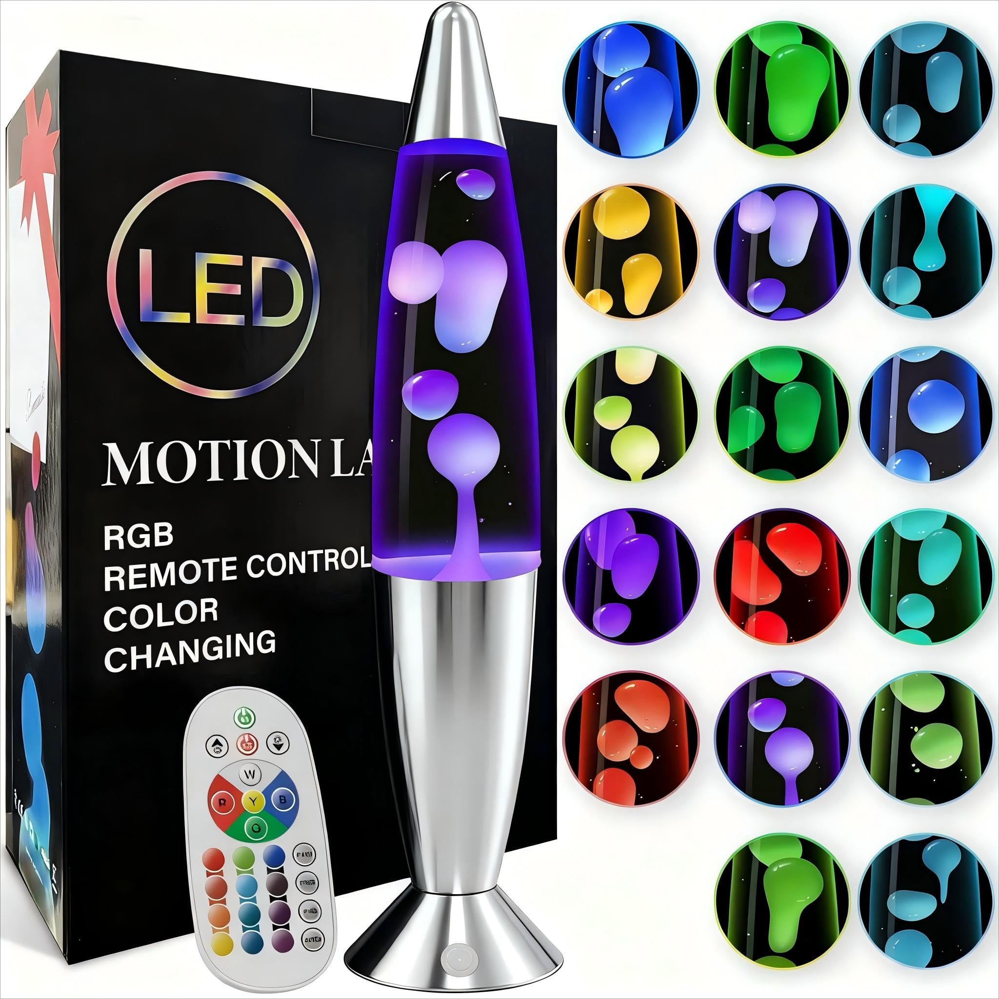 Aonesy Lavalampe Retrò 17 Colori con Telecomando, Bianca