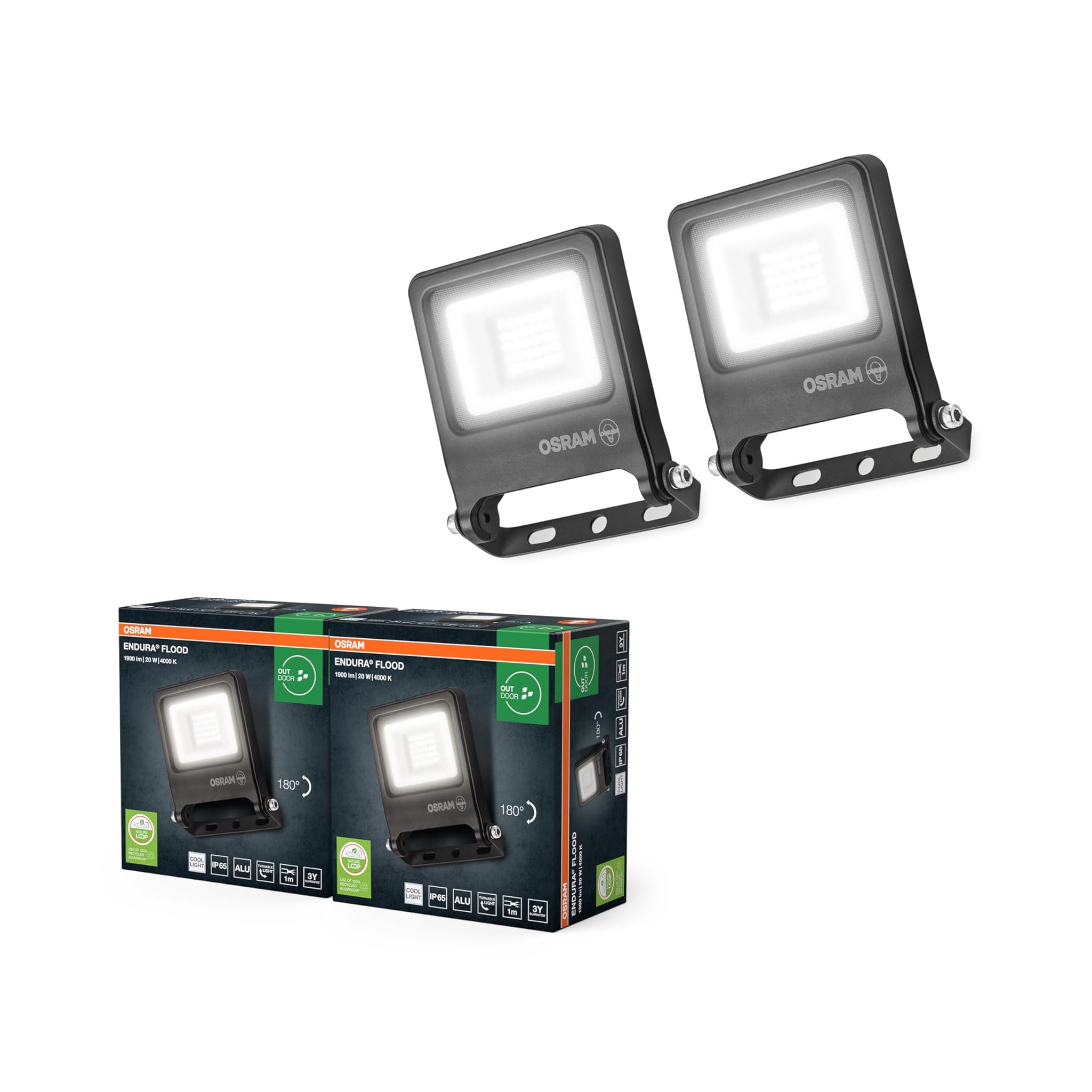 Osram Proiettore LED ENDURA FLOOD PC 20W 2-Pack