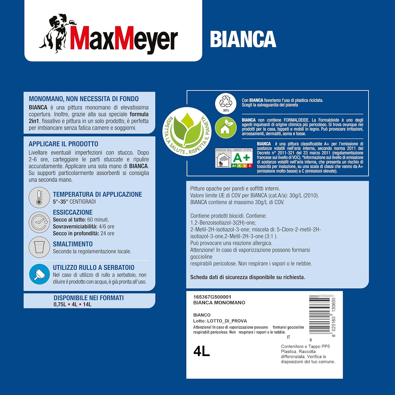 Maxmeyer Pittura Interni Bianca Lavabile Monomano 4l - immagine 2